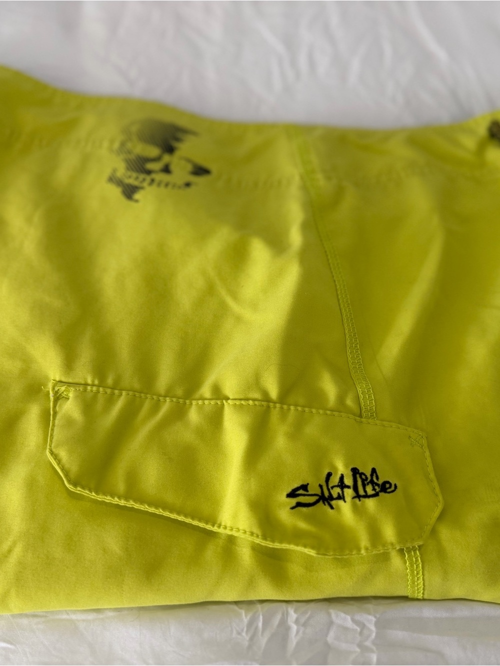 Salt Life Men’s Neon Yellow Swim Board Shorts with Logo
